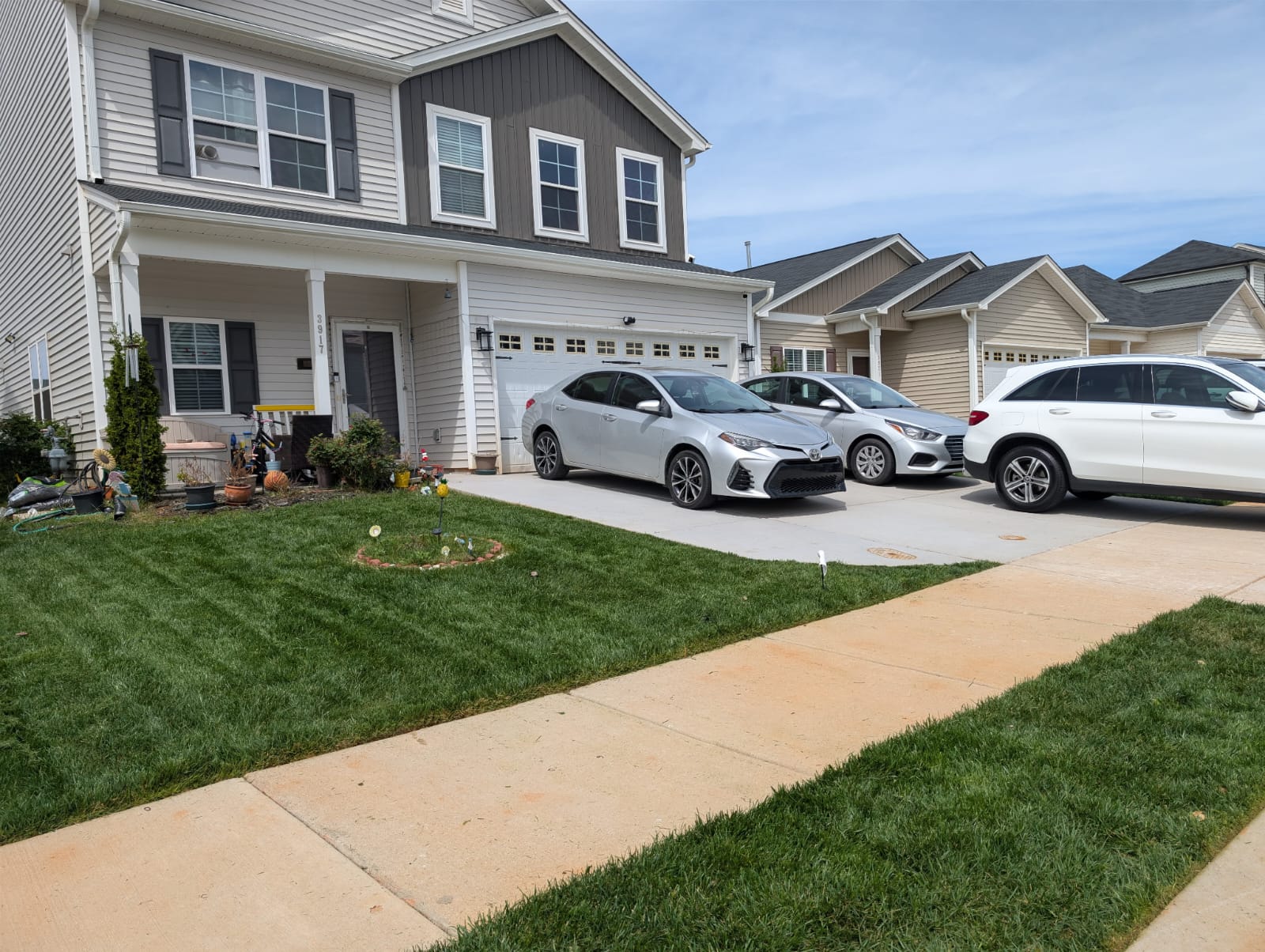 Healthy lawn with crisp mowing stripes